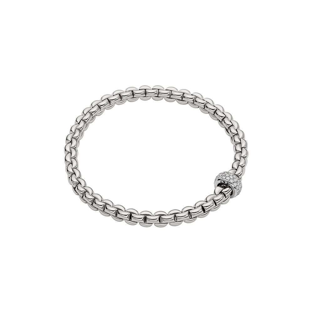 18K WHITE GOLD "EKA" BRACELET WITH PAVE DIAMOND RONDEL TOTALING 0.37CTS., TOTAL WEIGHT