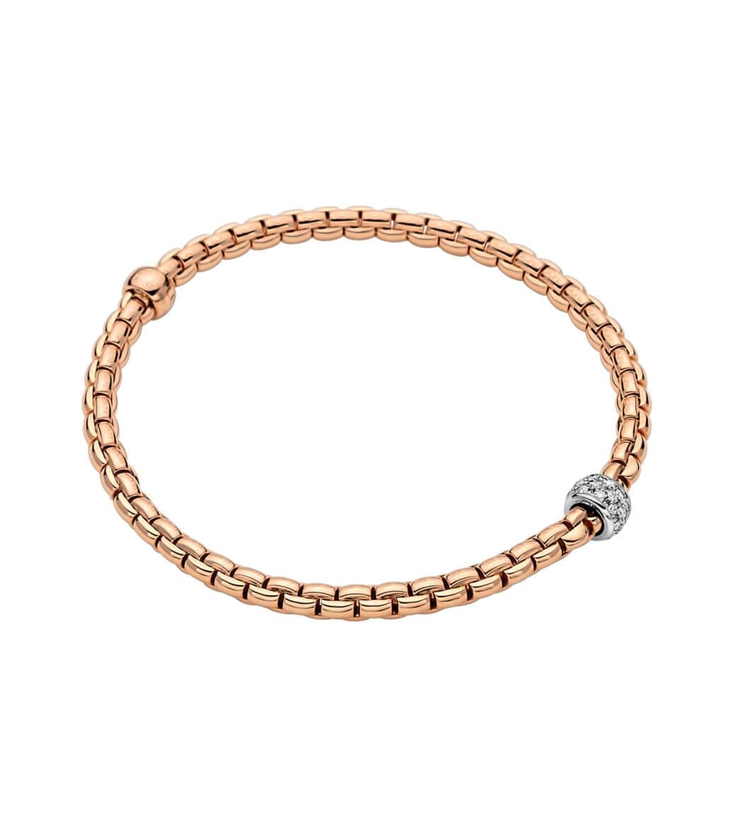 18K ROSE GOLD "EKA TINY" BRACELET WITH FULL PAVE DIAMOND RONDELL TOTALING 0.19CTS