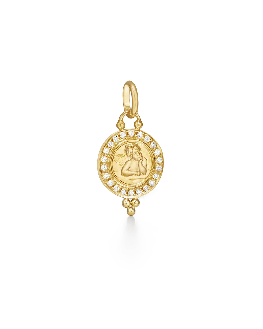 18K YELLOW GOLD ANGEL 10 PENDANT WITH DIAMOND BEZEL TOTALING 0.242CTS