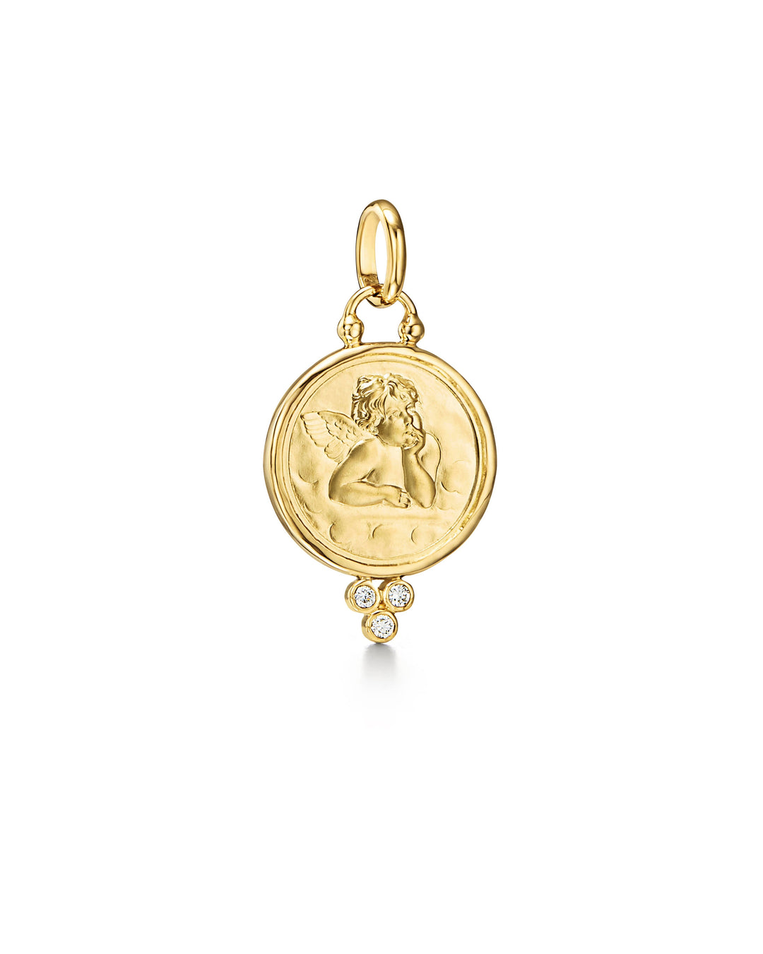 18K YELLOW GOLD ANGEL 16 PENDANT WITH 3 BEZEL SET DIAMONDS 0.08CTS., TOTAL WEIGHT