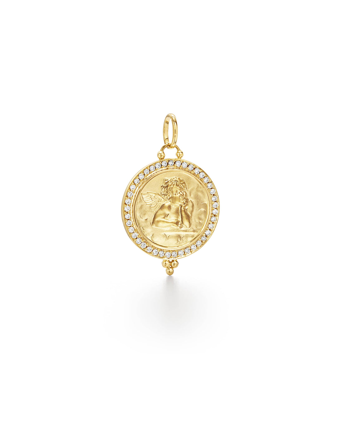 18K YELLOW GOLD ANGEL 21 PENDANT WITH DIAMOND BEZEL TOTALING 0.62CTS