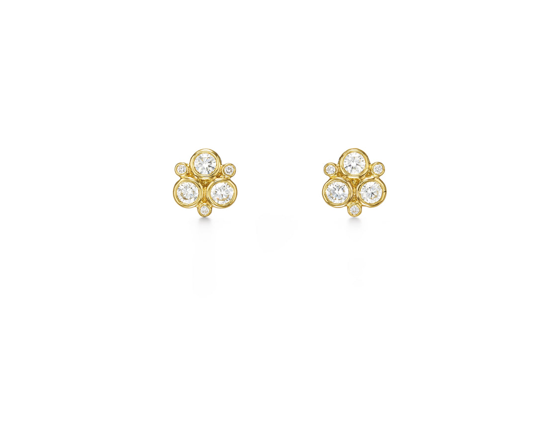 18K YELLOW GOLD TRIO STUD EARRINGS WITH DIAMONDS TOTALING 0.475CTS