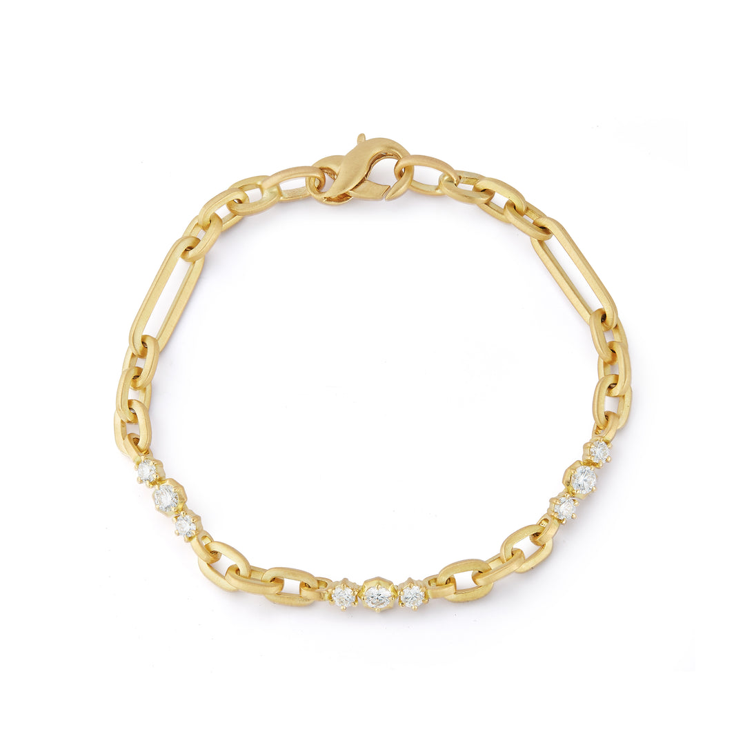Jade Trau 18k yellow gold "Paige" Bracelet with 3 diamond stations containing 9 round diamonds totaling 0.72cts