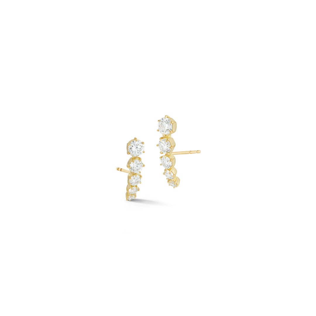 Jade Trau 18k yellow gold ARA five stone bar earrings with 10 round diamonds totaling 0.80cts