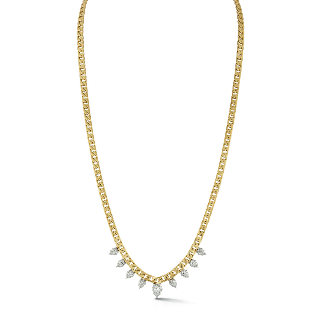 Jade Trau 18k yellow gold and Platinum diamond necklace