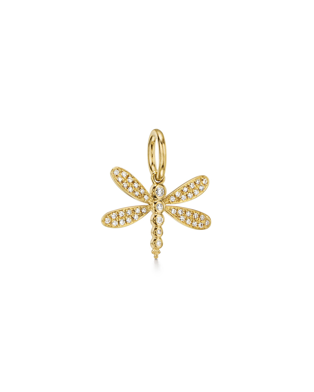 18K YELLOW GOLD PAVE DIAMOND DRAGONFLY PENDANT TOTALING 0.259CTS
