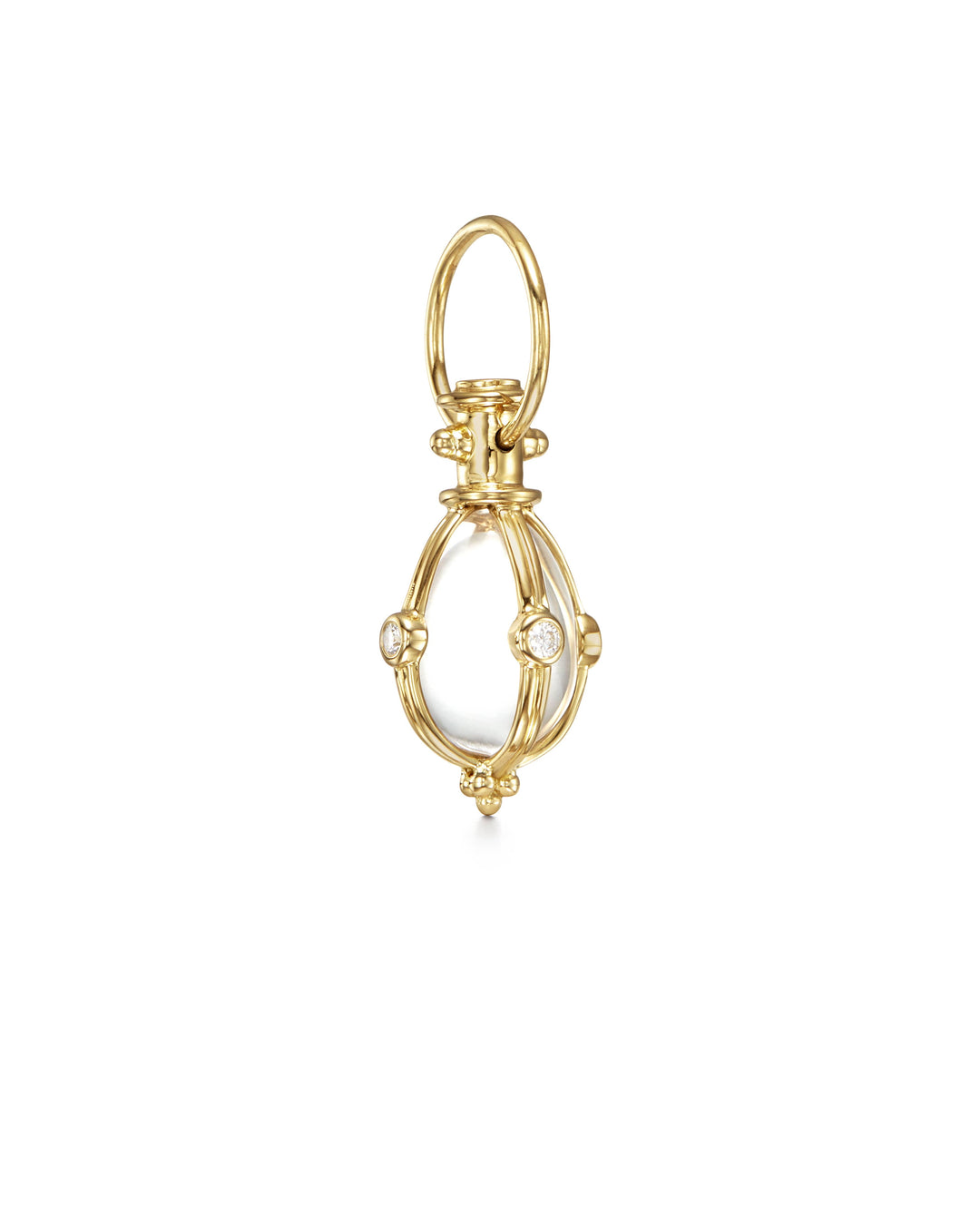 18K YELLOW GOLD CRYSTAL AMULET PENDANT WITH DIAMOND ACCENTS TOTALING 0.24CTS