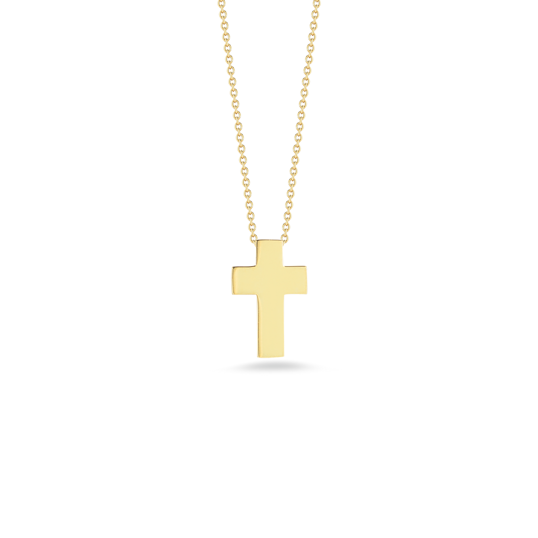 16.5-18" 18K YELLOW GOLD CROSS NECKLACE