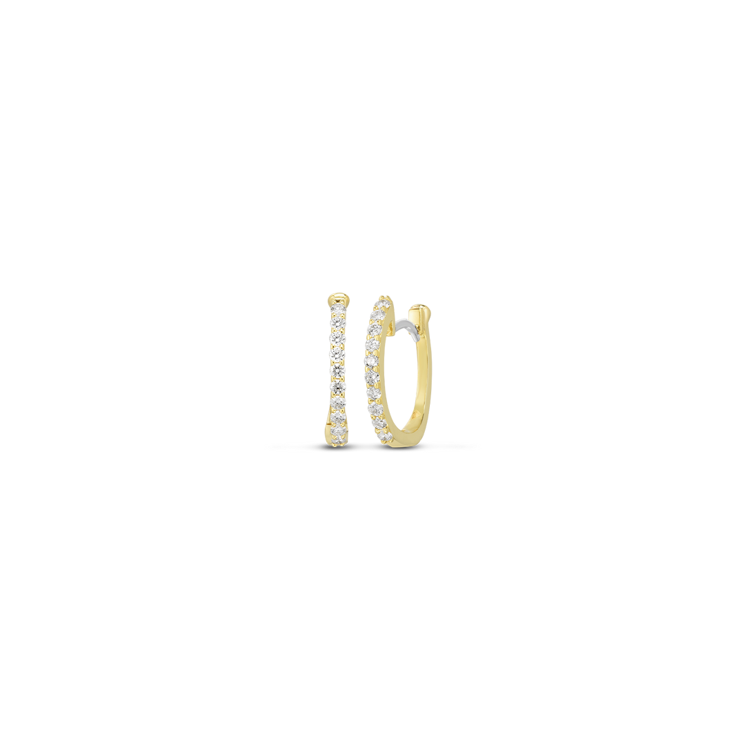 18k yellow gold small diamond hoops containing 0.20cts.