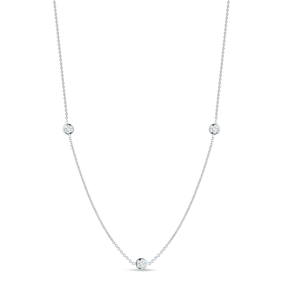 18K WHITE GOLD 3 STATION DIAMOND BY THE YARD NECKLACE CONTAINING 0.15CTS