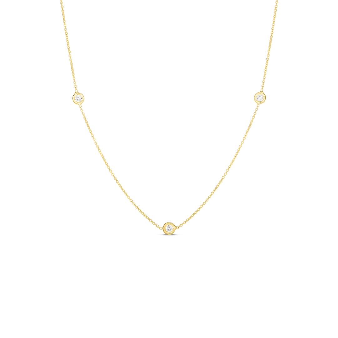 18K YELLOW GOLD 3 STATION DIAMOND BY THE YARD NECKLACE CONTAINING 0.15CTS