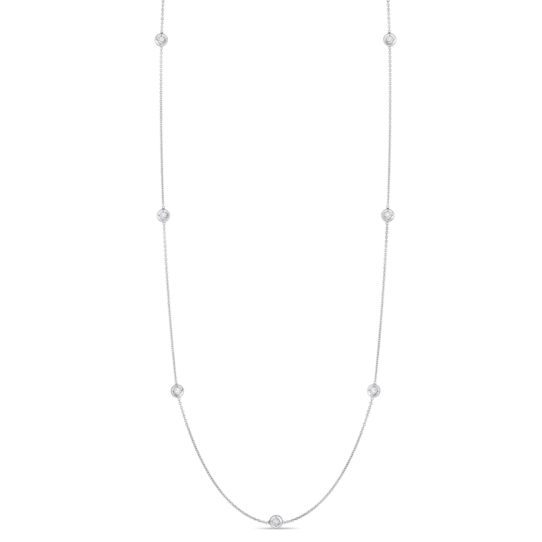 18" 18K WHITE GOLD 7 DIAMOND BY THE YARD NECKLACE TOTALING 0.35CTS