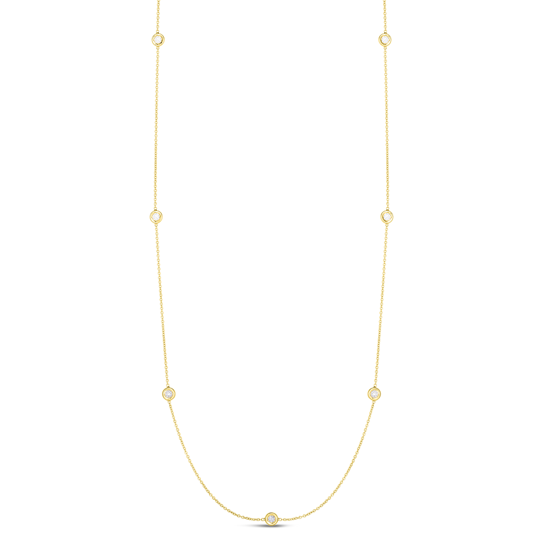 16-18" 18K YELLOW GOLD 7 STATION DIAMOND BY THE YARD NECKLACE CONTAINING 0.35CTS TOTAL WEIGHT