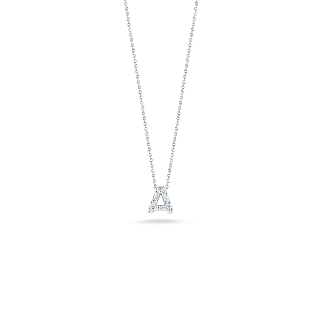 16-18" 18K WHITE GOLD PAVE DIAMOND LOVE LETTER "A" TOTALING 0.06CTS *Comes in all letters - Email for availability*