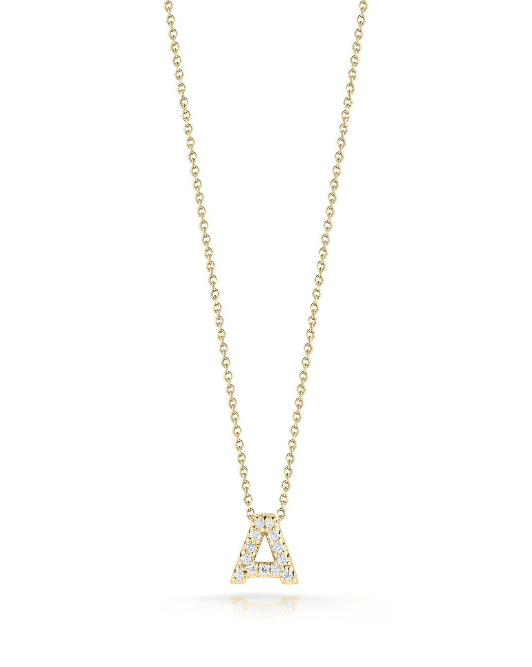 16-18" 18K YELLOW GOLD PAVE DIAMOND LOVE LETTER "A" TOTALING 0.06CTS *Comes in all letters - Email for availability*