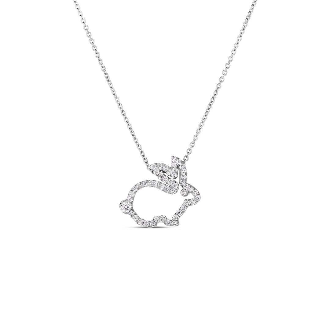 18K WHITE GOLD CUTOUT BUNNY PENDANT WITH DIAMONDS TOTALING 0.20CTW