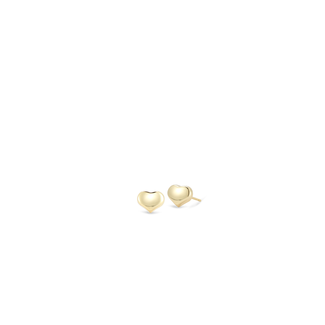 18k yellow gold heart studs.