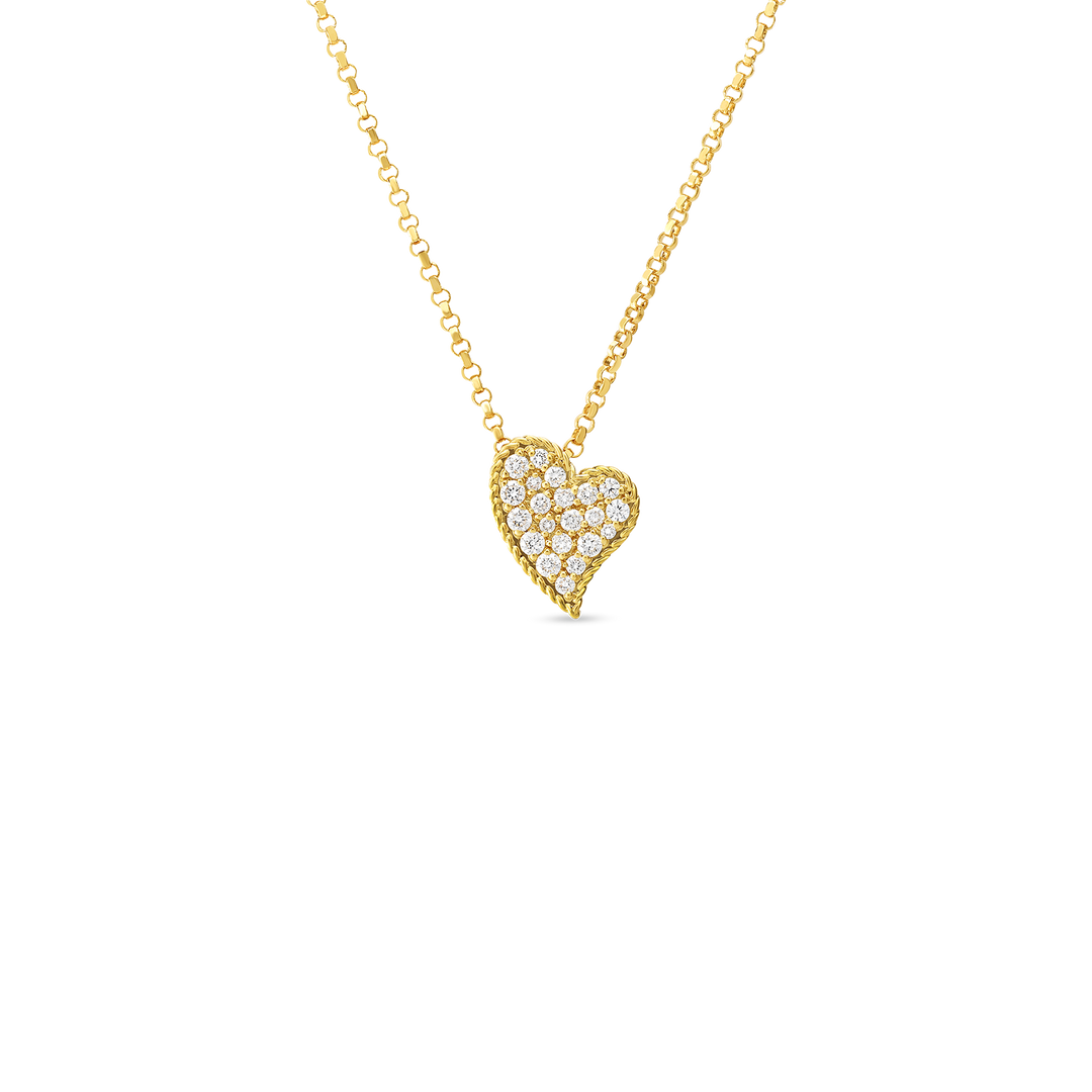 16-18" 18K YELLOW GOLD PRINCESS HEART CONTAINING 0.15CTS., TOTAL WEIGHT OF DIAMOND ACCENTS