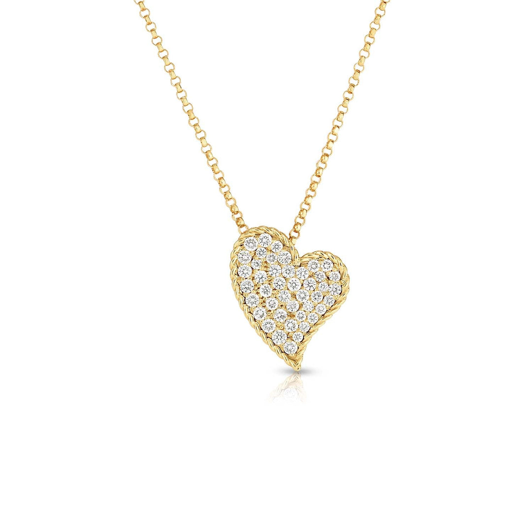 16-18" 18K YELLOW GOLD SLANTED PRINCESS HEART CONTAINING 0.39CTS., TOTAL WEIGHT OF DIAMOND ACCENTS