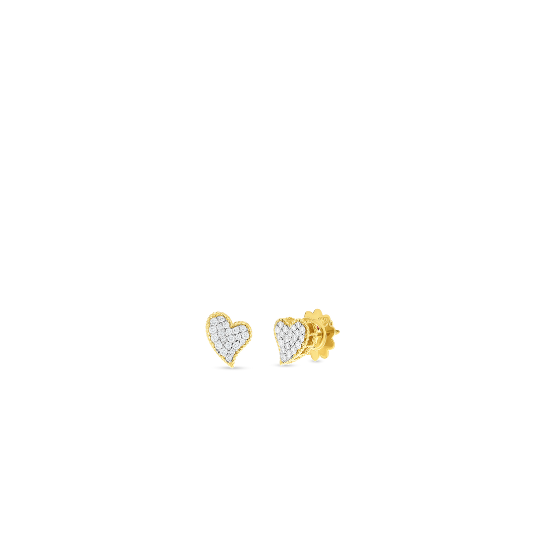 18K YELLOW/WHITE GOLD DIAMOND HEART EARRINGS WITH 0.35CTS TOTAL WEIGHT
