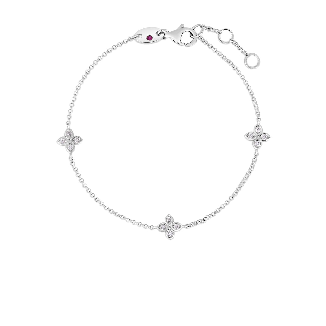 18K WHITE GOLD 3 STATION "LOVE BY THE INCH" BRACELET WITH DIAMONDS TOTALING 0.13CTS