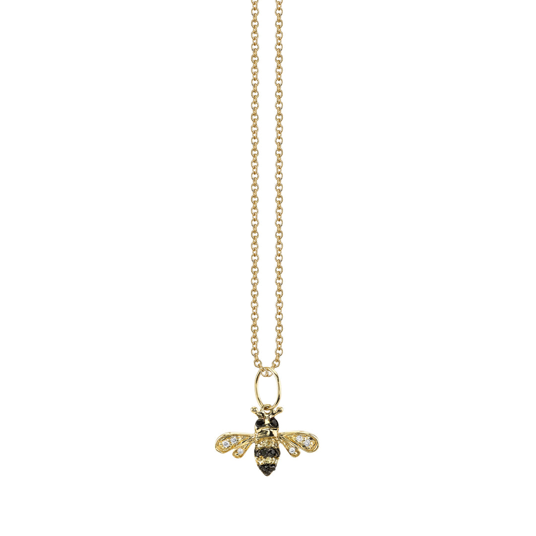 14K YELLOW GOLD BEE CHARM ON 18" LIGHT TIFFANY CHAIN