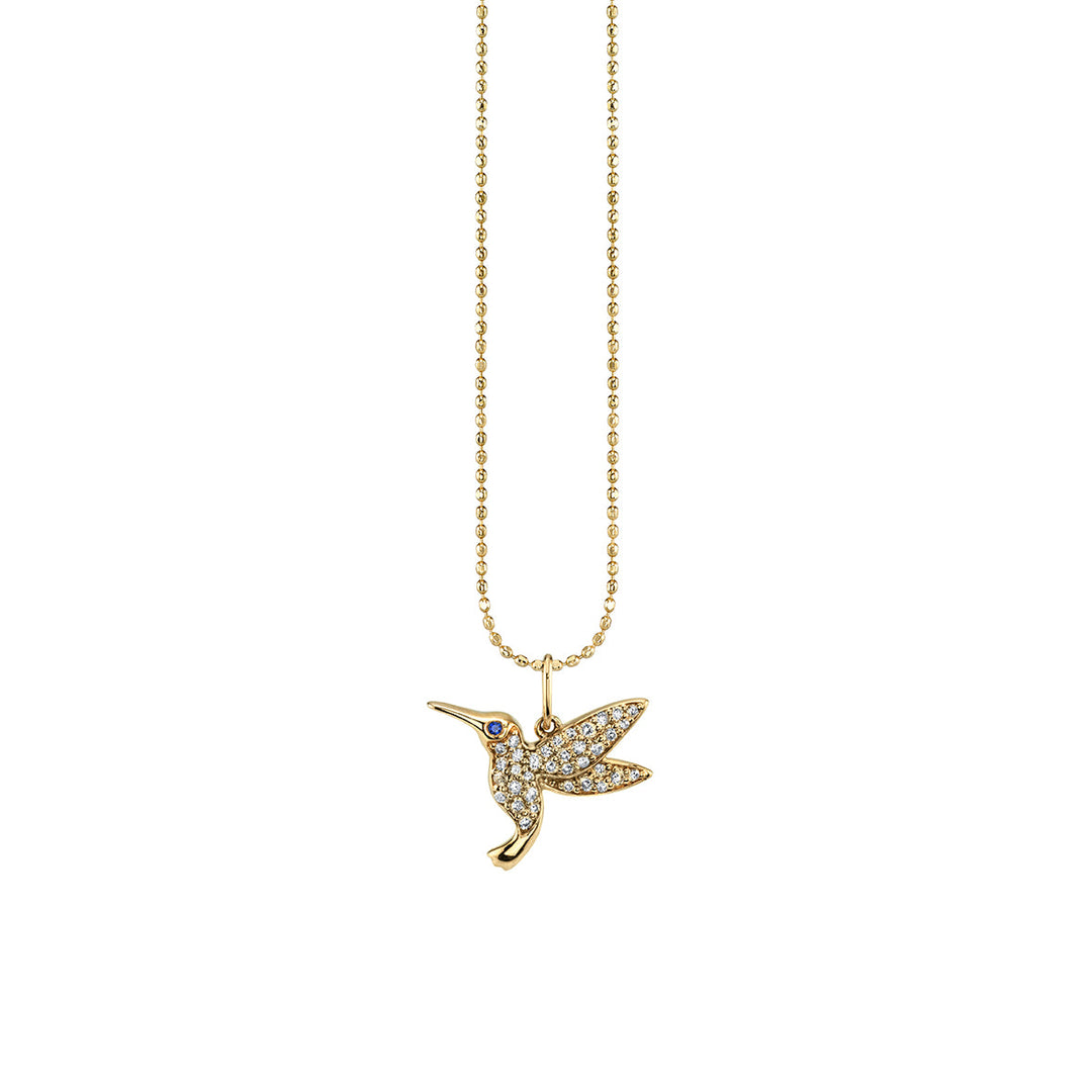 14K YELLOW GOLD HUMMINGBIRD CHARM ON 18" CHAIN