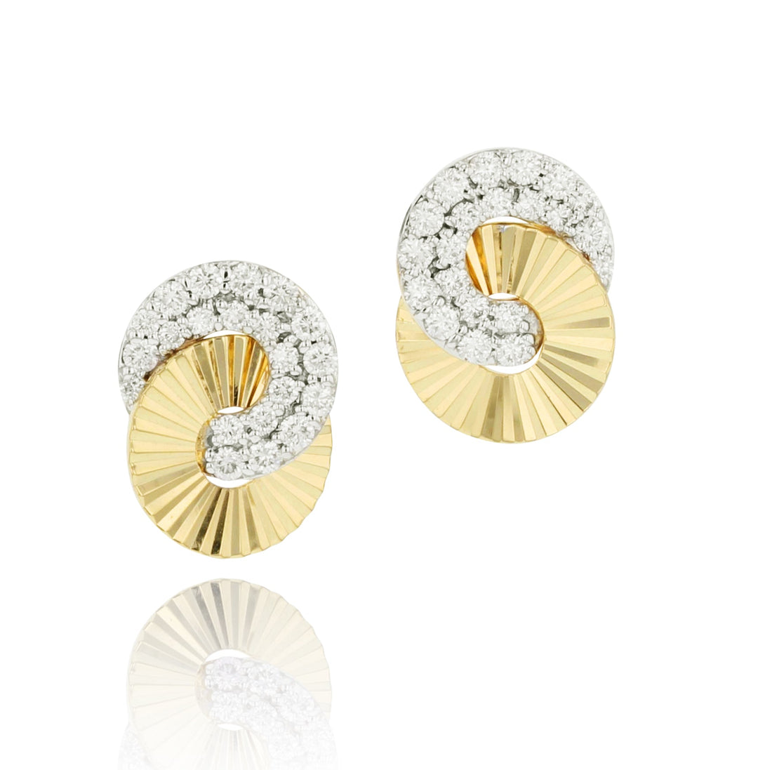 Yellow Gold and Diamond Mini Aura Interlocking Stud; 42 Diamonds, 0.51tcw