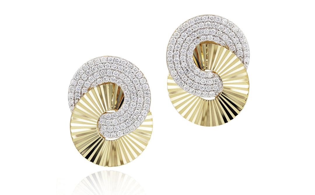 Yellow Gold and Diamond Large Aura Interlocking Stud; 174 Diamonds, 1.29tcw