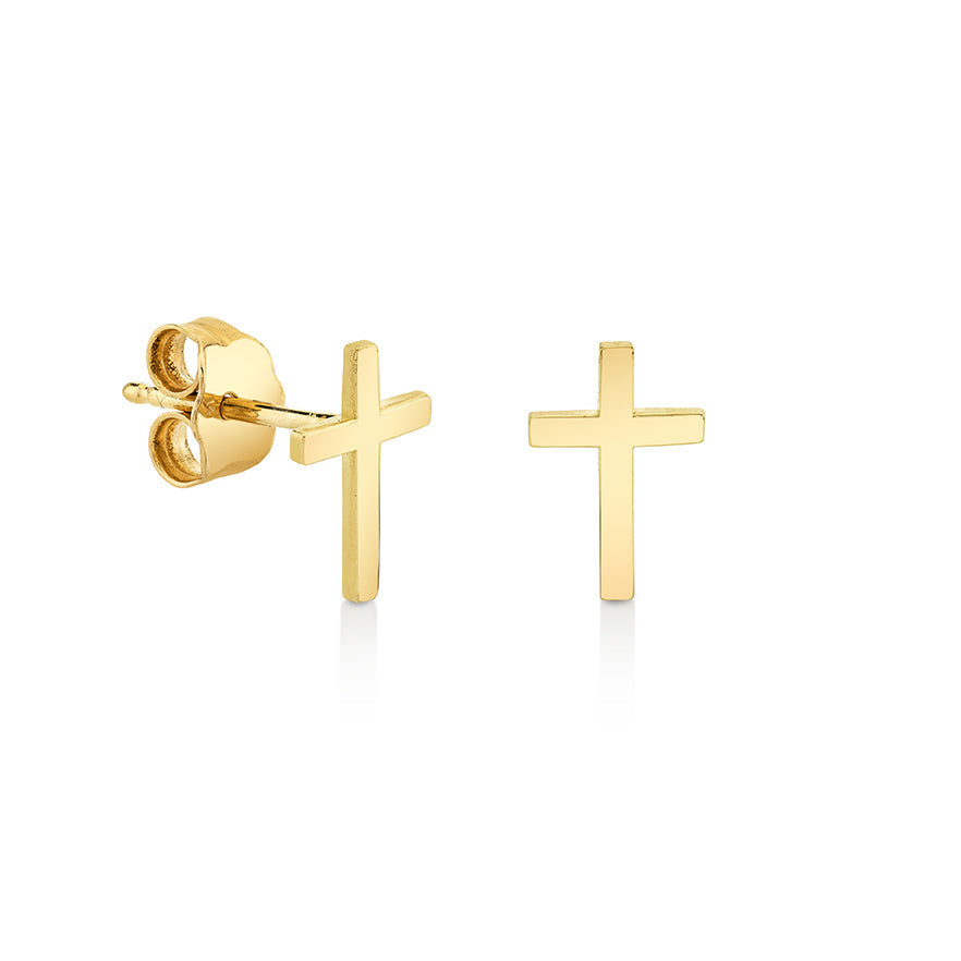 14K YELLOW GOLD TINY PURE CROSS STUDS