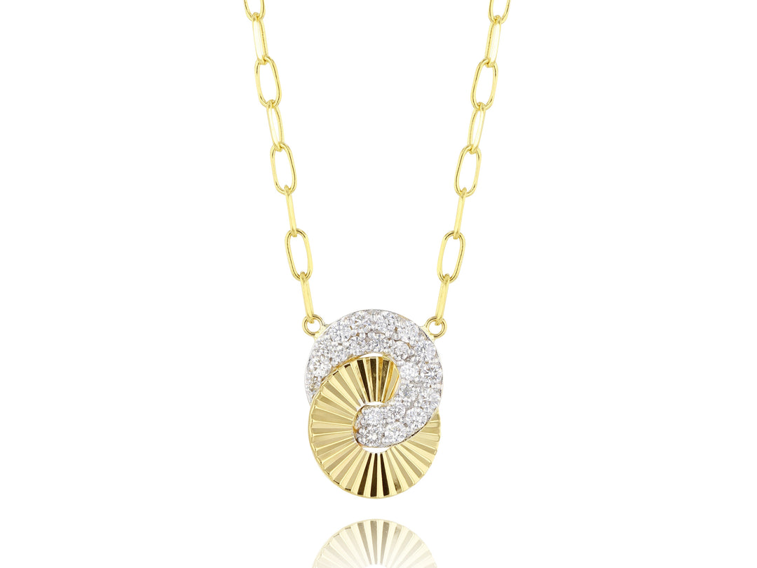 Yellow Gold and Diamond Mini Aura Interlocking Necklace; 21 Diamonds, 0.26tcw