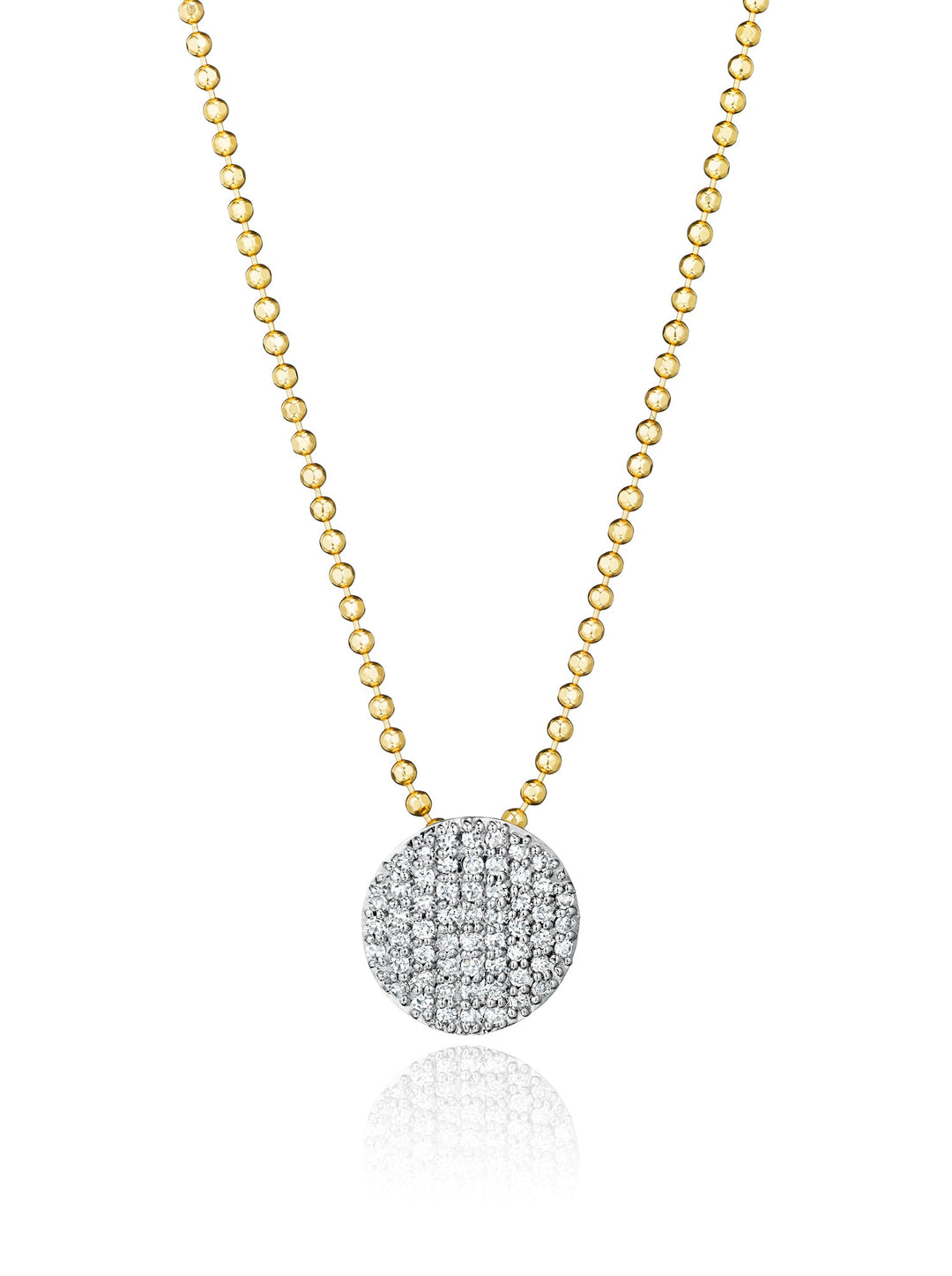 Yellow Gold and Diamond Mini Infinity Necklace 56 Diamonds 0.27 carats.