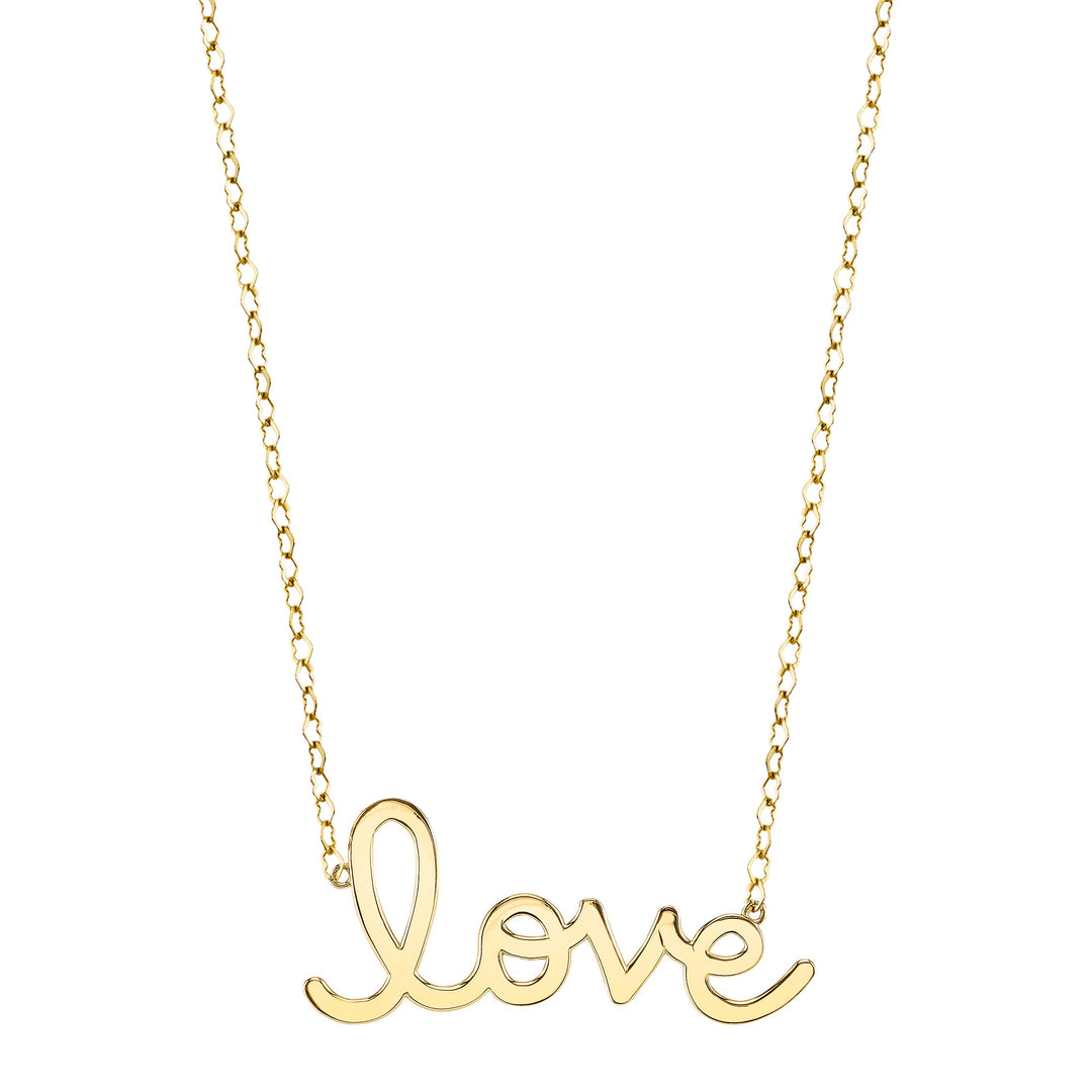 14K YELLOW GOLD PURE LOVE NECKLACE WITH HEART CHAIN (LENGTH 18XLS")