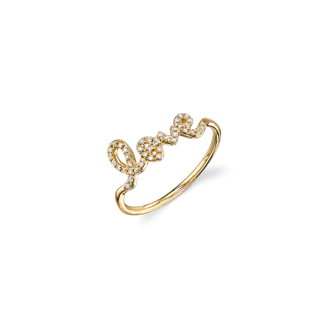 14K YELLOW GOLD LOVE SCRIPT DIAMOND RING (RING SIZE 6.5)
