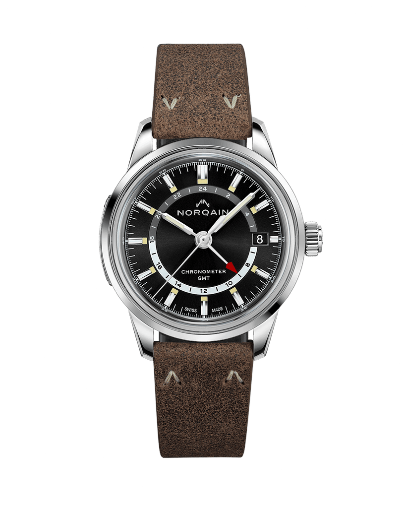 Freedom 60 GMT Steel Black Dial Praline Norlando Strap – Susan